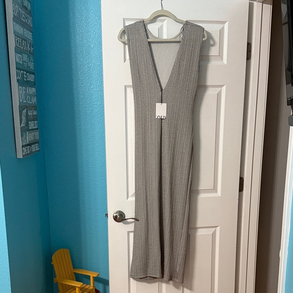 Zara Silver Backless Dress